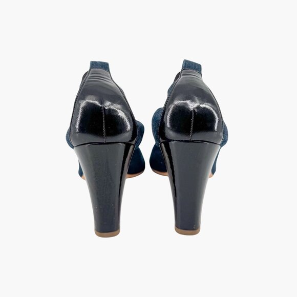 Chanel Elastic CC Logo Blue Denim Pumps High Heels Size 39 US 8-8.5 Women - Picture 7 of 16